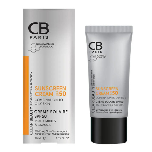 کرم ضدآفتاب پوست مختلط تا چرب بی رنگ SPF50 سی بی